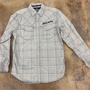 Harley-Davidson Light Gray Checkered Men's Shirt